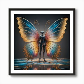 An Anthropomorphic Butterfly Adorned With Translucent Glass Butterfly Wings Art Print