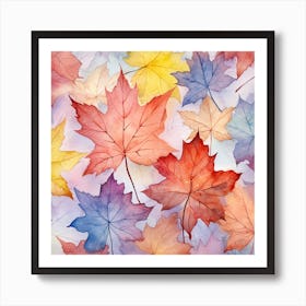 Watercolor Maple Leaves Art Print