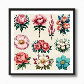 Vintage Floral Bouquet Art Print