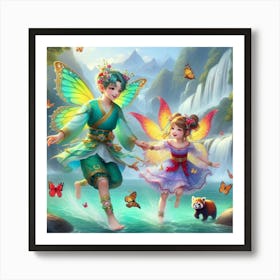 Fairy children at play  Art Print