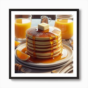 Pancakes And Orange Juice Art Print