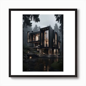 Modern House In The Forest Art Print
