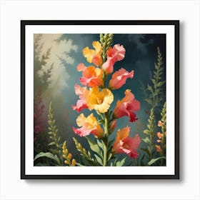 Snapdragon Floral Botanical Vintage Poster Flower Art Print 3 Art Print