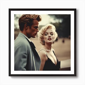 Marilyn Monroe and James Dean on a stroll Art Print
