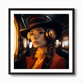 Young Woman In A Train Art Print