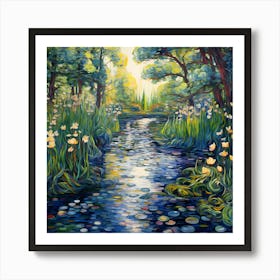 Threaded Tranquility: Van Gogh's Secluded Bloom Art Print