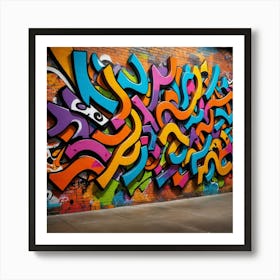 Urban Expression: Brick Wall Graffiti Poster