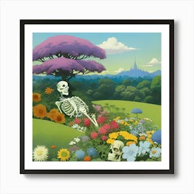 Skeleton In The Garden Art Print