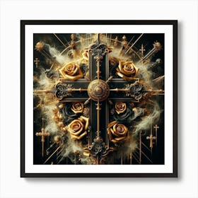 Cross Of Roses Art Print