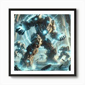 Cascade Sovereignty Scifi Sentinel Golems Physical Attacks Art Print