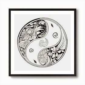 Yin Yang, Yin And Yang Symbol With Natural Elements Representing Balance And Harmony 7 Art Print