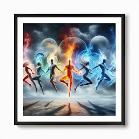 Group Of Elementals Dancing Art Print