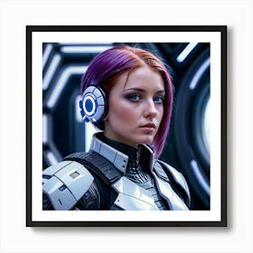 Futuristic Girl With Purple Hair 3 Art Print