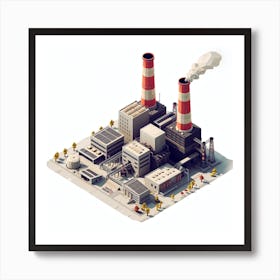 Low-Poly Industrial Factory Affiche