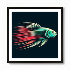 Fish On Black Background Art Print