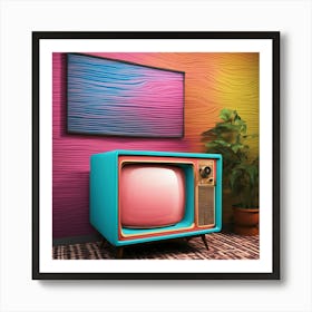 Pink Retro Tv Art Print