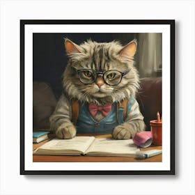 Cat In Glasses 6 Art Print