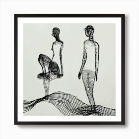 Two Women Sitting On A Beach Poster