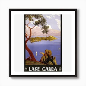 Vintage Travel Poster Lake Garda Italy 1924 Art Print