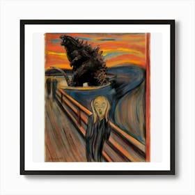 Godzilla Scream 1 Art Print