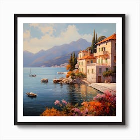 Horizon Harmony: Positano's Coastal Majesty in Watercolour Art Print