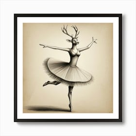 Deer Ballerina 6 Art Print