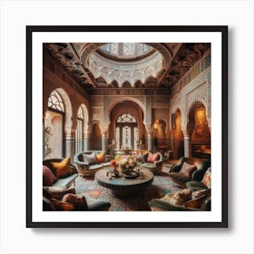 The dining hall in the middle of a traditional Moroccan house 7 Art Print