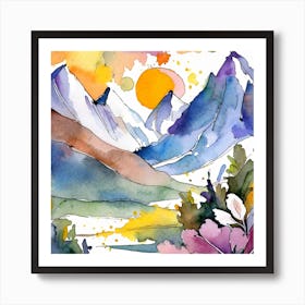 Firefly An Illustration Of A Beautiful Majestic Cinematic Tranquil Mountain Landscape In Neutral Col (33) Art Print