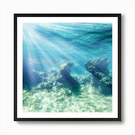 Underwater Light Rays Art Print