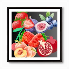 Watercolor Fruits Art Print