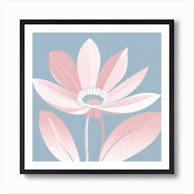 A White And Pink Flower In Minimalist Style Square Composition 183 Art Print