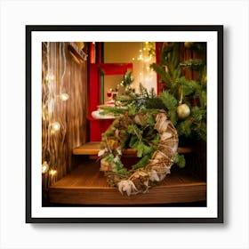 Firefly Extreme, Closeup, Shelf, Door, Christmas, Wreaths, Tree, Decoration, Holiday, Festive, Atmos (1) Art Print