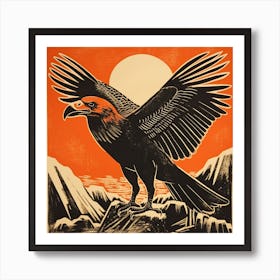 Retro Bird Lithograph California Condor 2 Art Print