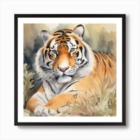 Tiger Watercolor Painting Art Print