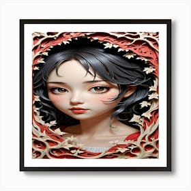 Girl In A Red Frame Art Print