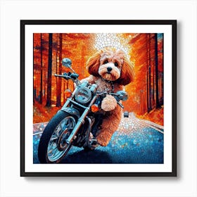 Poodle On A Motorcycle Art Print