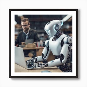 Robot In A Factory Art Print