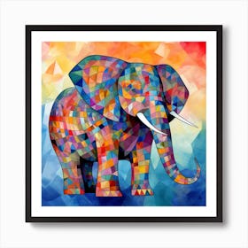 Elephant In Polygons Art Print