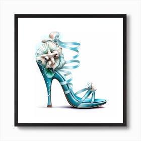 Aqua Delight High Heel Shoe Art Print