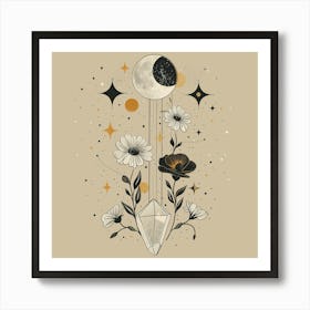 Minimalist Boho Celestial Moon 3 Art Print