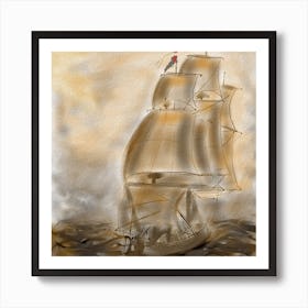 Sailing Ship In Rough Seas Art Print