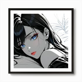 Anime Girl With Blue Eyes Art Print