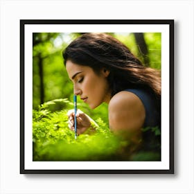 Girl In The Woods Art Print