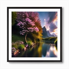 Sunset In The Mountains Art Print