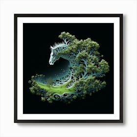 Enchanting Equine: Nature's Silhouette Art Print