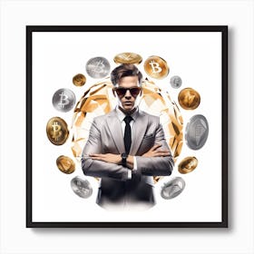 Bitcoin Man In Suit Art Print