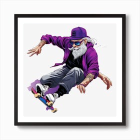 Old Man Skateboarding 1 Art Print