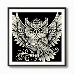 Illustration lace owl Art Print