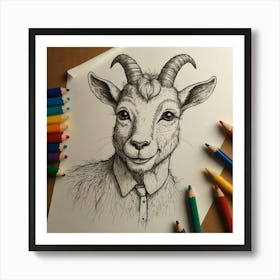 Goat Drawing Art Print