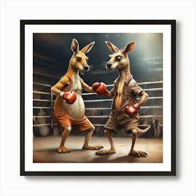 Boxing Kangaroos Art Print